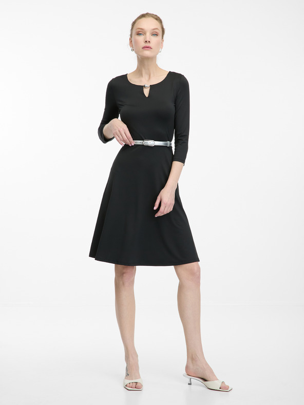 Orsay Crna ženska haljina do koljena ORSAY