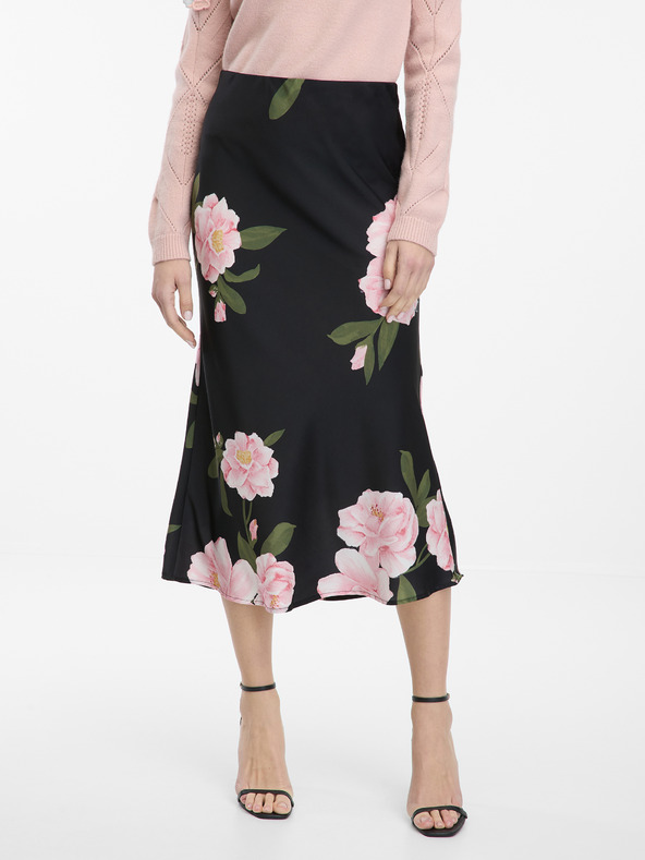 Orsay Crna midi suknja s cvjetnim uzorkom za žene ORSAY