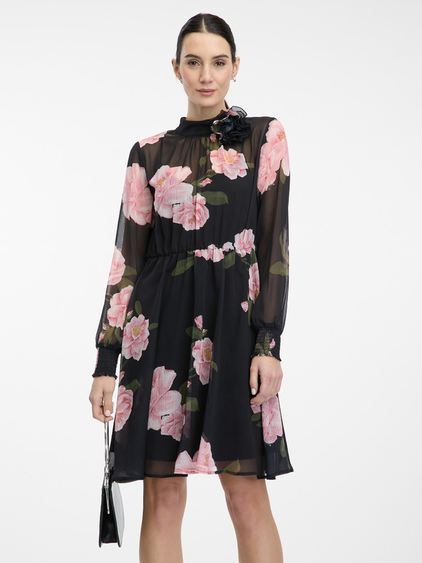 Orsay Crna cvjetna haljina do koljena za žene ORSAY