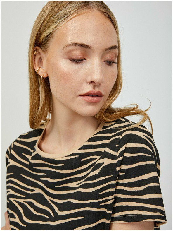 Orsay Bež-crna majica sa životinjskim uzorkom ORSAY