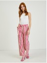 Orsay Ružičaste ženske lanene prugaste hlače ORSAY
