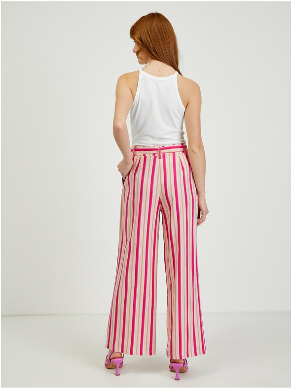 Orsay Ružičaste ženske lanene prugaste hlače ORSAY