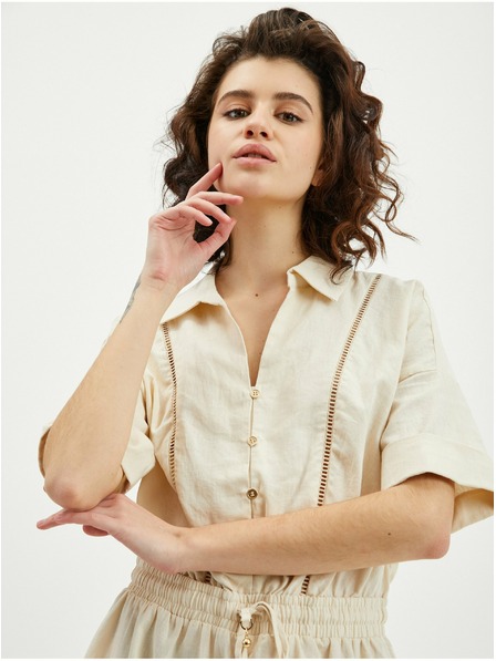 Orsay Bež ženski laneni kombinezon ORSAY