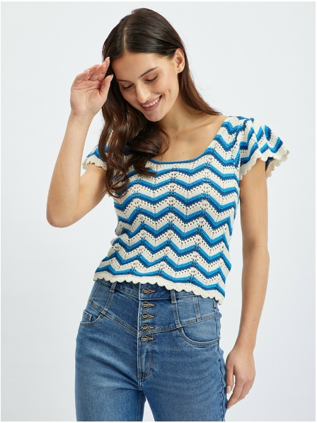 Orsay Plavo-bijela ženska pletena majica s uzorkom ORSAY