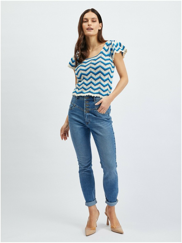 Orsay Plavo-bijela ženska pletena majica s uzorkom ORSAY