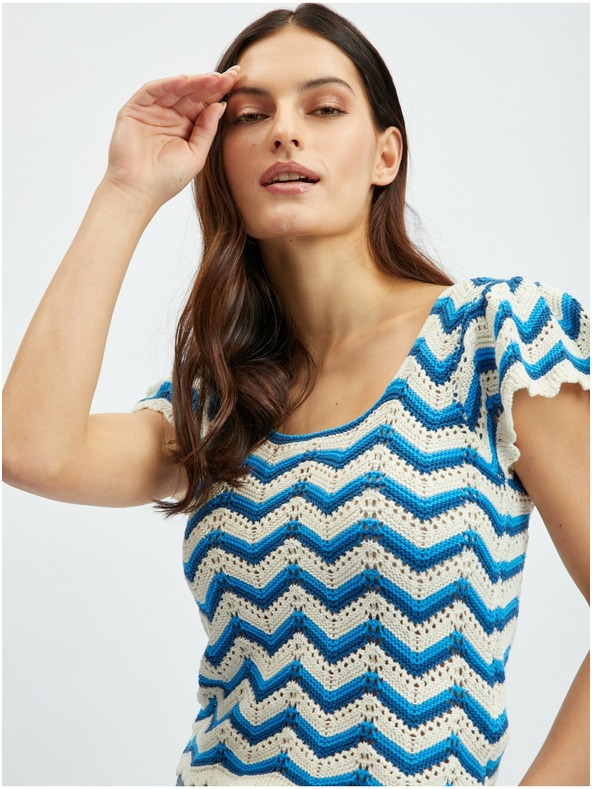 Orsay Plavo-bijela ženska pletena majica s uzorkom ORSAY
