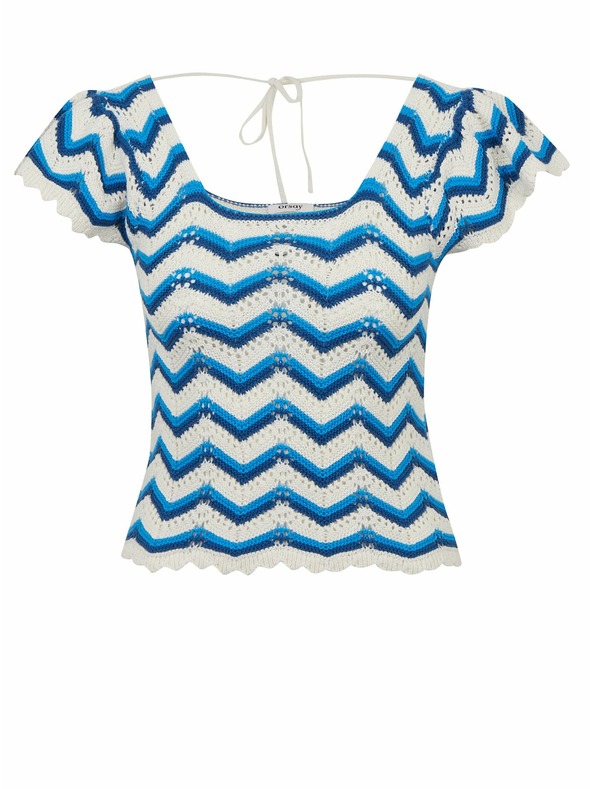 Orsay Plavo-bijela ženska pletena majica s uzorkom ORSAY