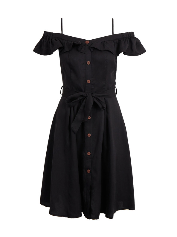 Orsay Crna ženska haljina s primjesom lana ORSAY