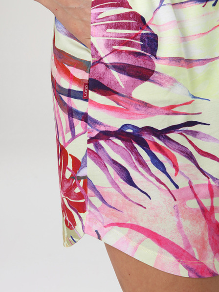 Loap Zeleno-ružičasta ženska ljetna haljina s tropskim uzorkom LOAP ANUMA