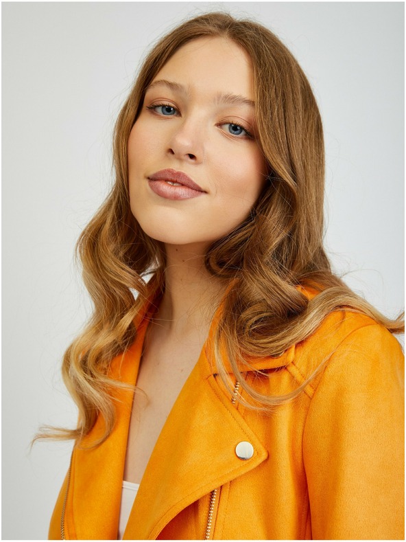 Orsay Narančasta ženska jakna od brušene umjetne kože ORSAY