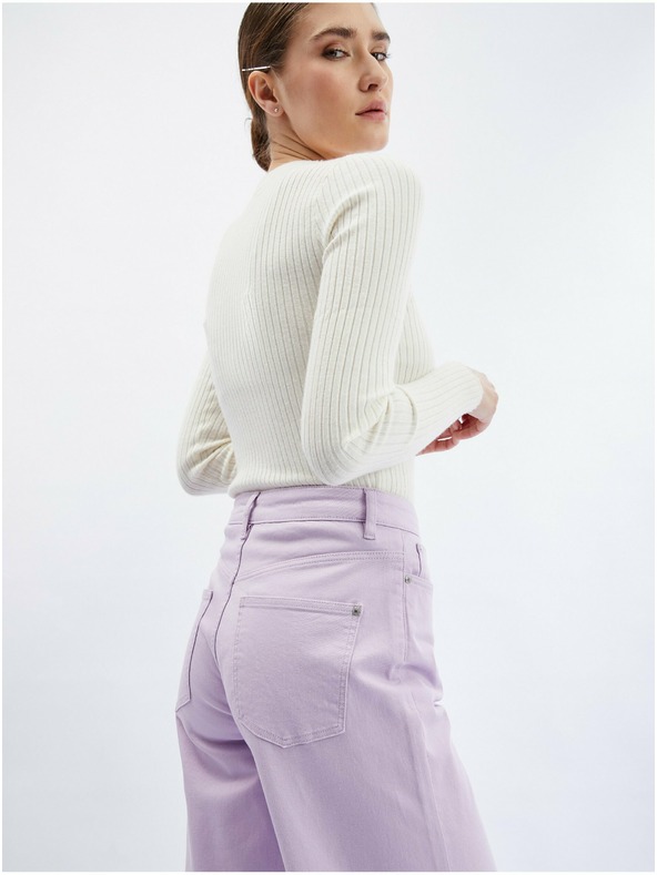 Orsay Svjetloljubičaste ženske skraćene traperice zvonolikog kroja ORSAY