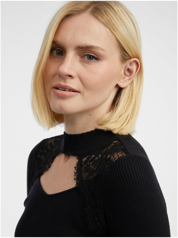 Orsay Crni ženski lagani džemper sa čipkom ORSAY