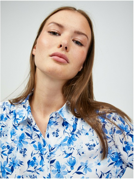 Orsay Bijelo-plava košulja cvjetnog uzorka s vezanjem u čvor ORSAY