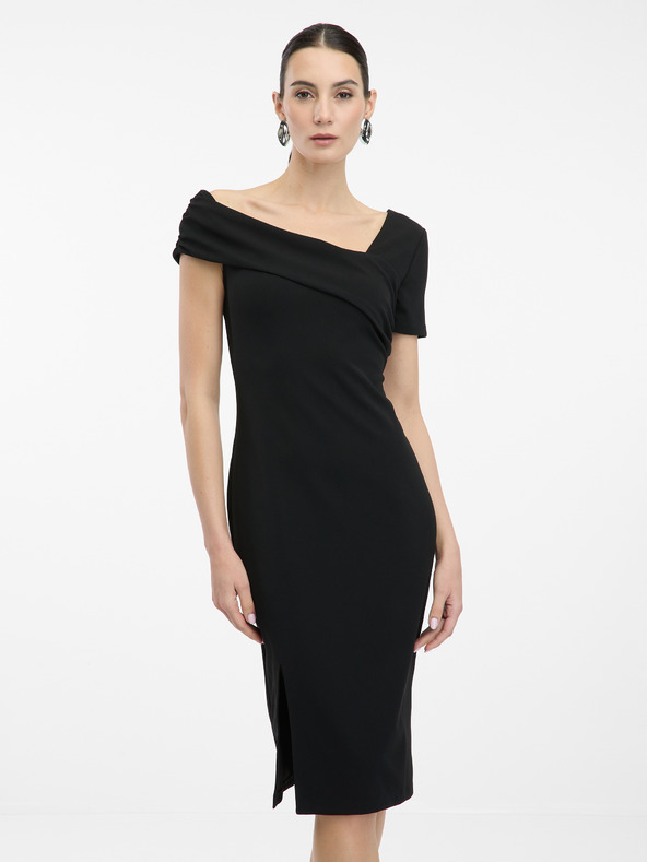 Orsay Crna ženska haljina do koljena ORSAY