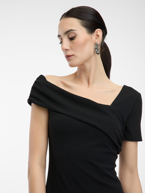 Orsay Crna ženska haljina do koljena ORSAY