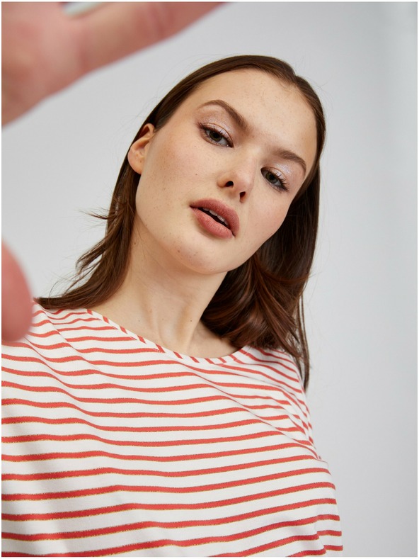 Orsay Crveno-bijela ženska prugasta majica ORSAY