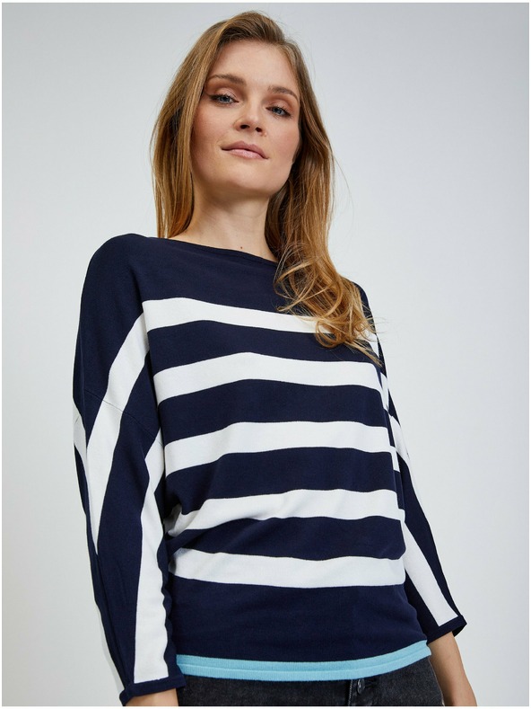 Orsay Bijelo-plavi lagani prugasti džemper ORSAY