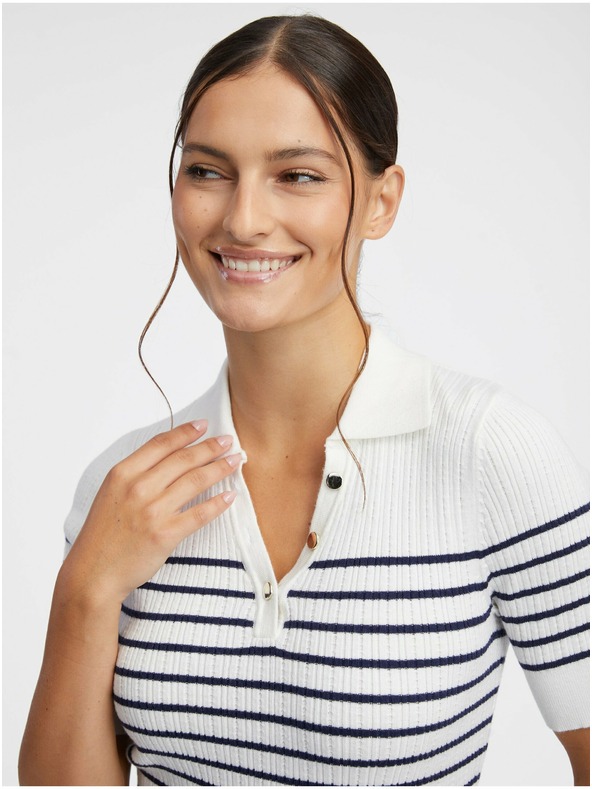 Orsay Krem ženska prugasta pletena polo majica ORSAY