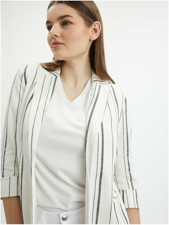 Orsay Bijela ženska prugasta lanena jakna ORSAY