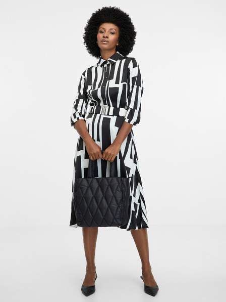 Orsay Crna ženska haljina do koljena s uzorkom ORSAY