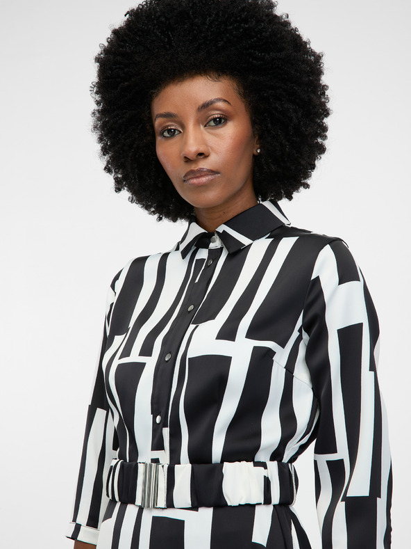 Orsay Crna ženska haljina do koljena s uzorkom ORSAY