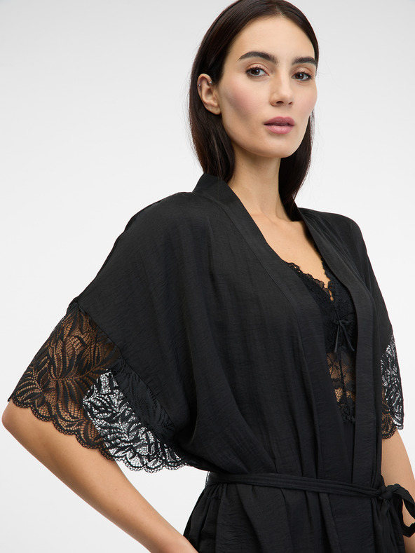 Orsay Crni ženski satenski kućni ogrtač ORSAY