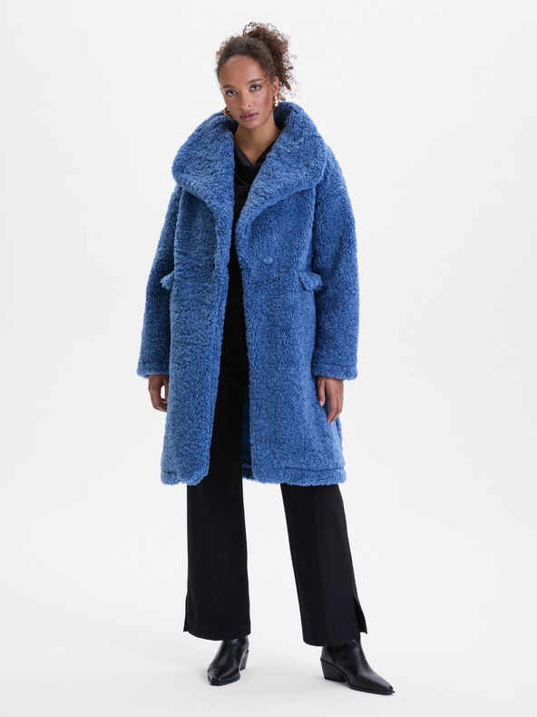 Orsay Plavi ženski kaput od umjetnog krzna ORSAY