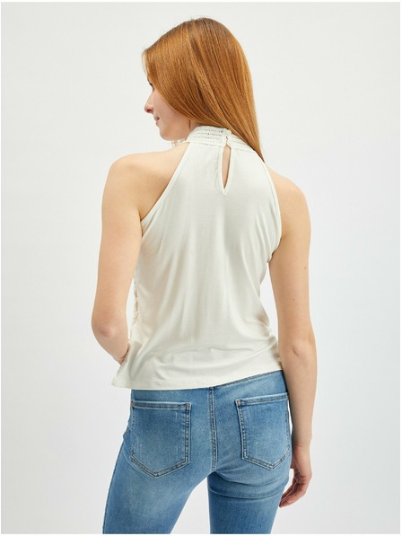 Orsay Krem ženska čipkasta majica bez rukava ORSAY