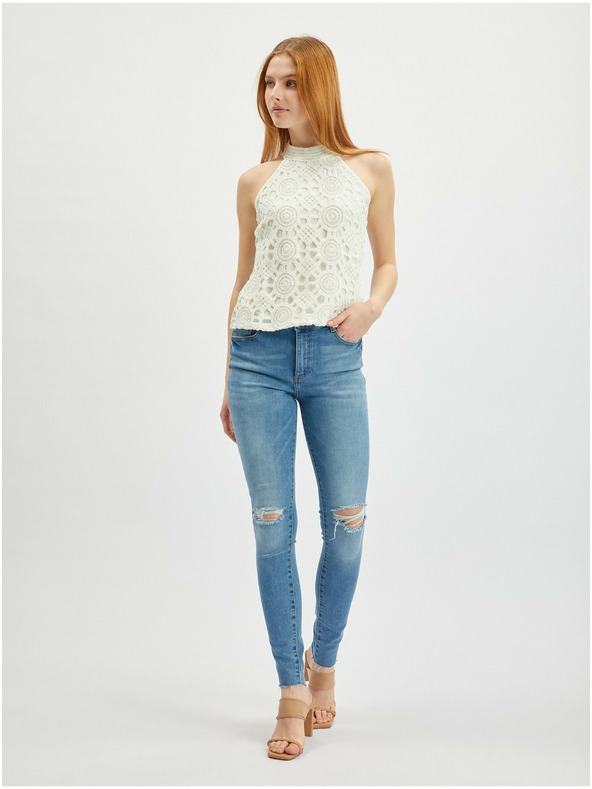 Orsay Krem ženska čipkasta majica bez rukava ORSAY