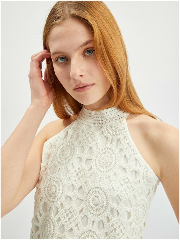 Orsay Krem ženska čipkasta majica bez rukava ORSAY