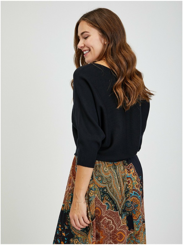 Orsay Crni ženski rebrasti pulover sa šišmiš-rukavima ORSAY