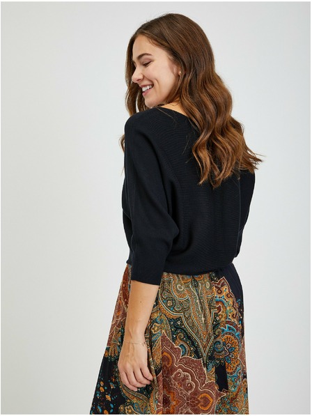 Orsay Crni ženski prugasti džemper s rukavima kao kod šišmiša ORSAY