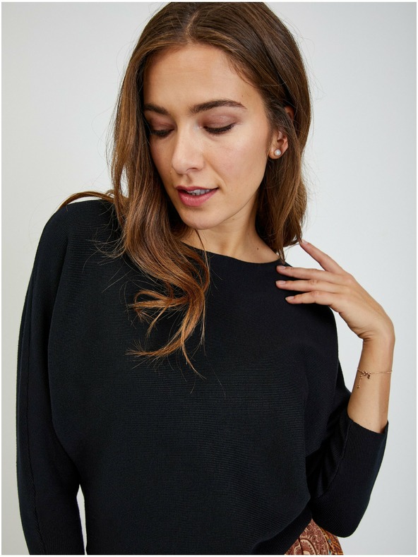 Orsay Crni ženski rebrasti pulover sa šišmiš-rukavima ORSAY