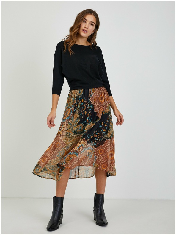 Orsay Crni ženski rebrasti pulover sa šišmiš-rukavima ORSAY