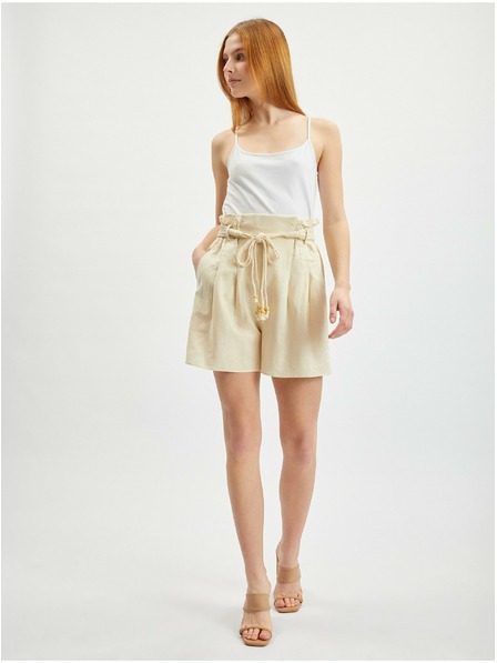 Orsay Bež ženske lanene kratke hlače ORSAY