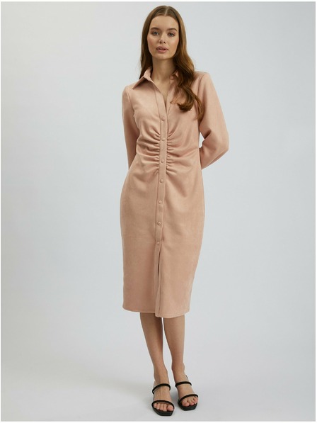 Orsay Svjetloružičasta ženska uska haljina od brušene kože ORSAY