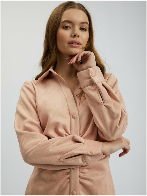 Orsay Svjetloružičasta ženska uska haljina od brušene kože ORSAY