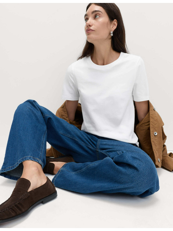 Marks & Spencer Bijela ženska pamučna basic majica kratkih rukava Marks & Spencer