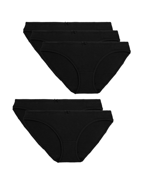 Marks & Spencer Bikini gaćice od pamuka s lycra®, 5 kom u pakiranju Marks & Spencer crne