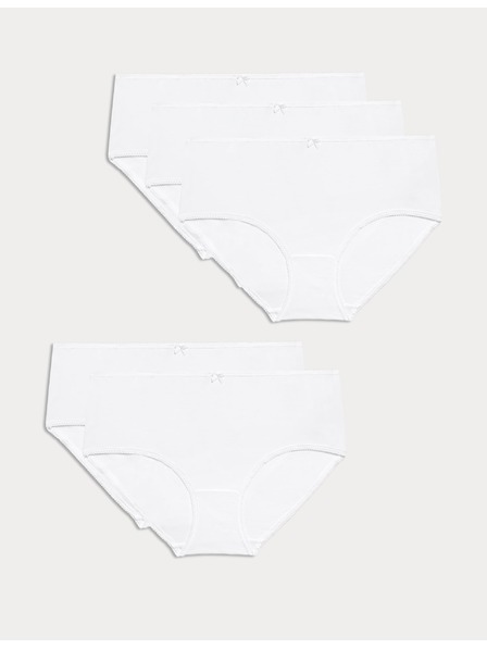 Marks & Spencer Midi gaćice od pamuka s Lycra®, 5 kom u pakiranju Marks & Spencer bijele