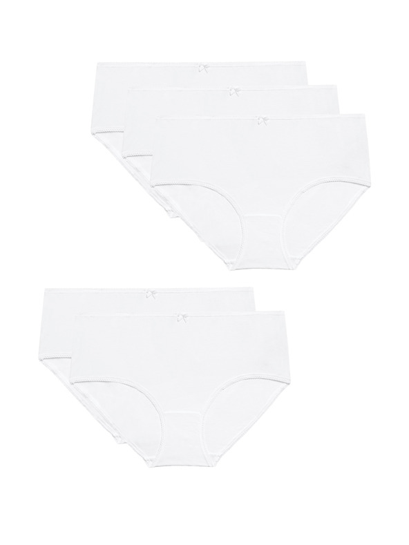 Marks & Spencer Midi gaćice od pamuka s Lycra®, 5 kom u pakiranju Marks & Spencer bijele