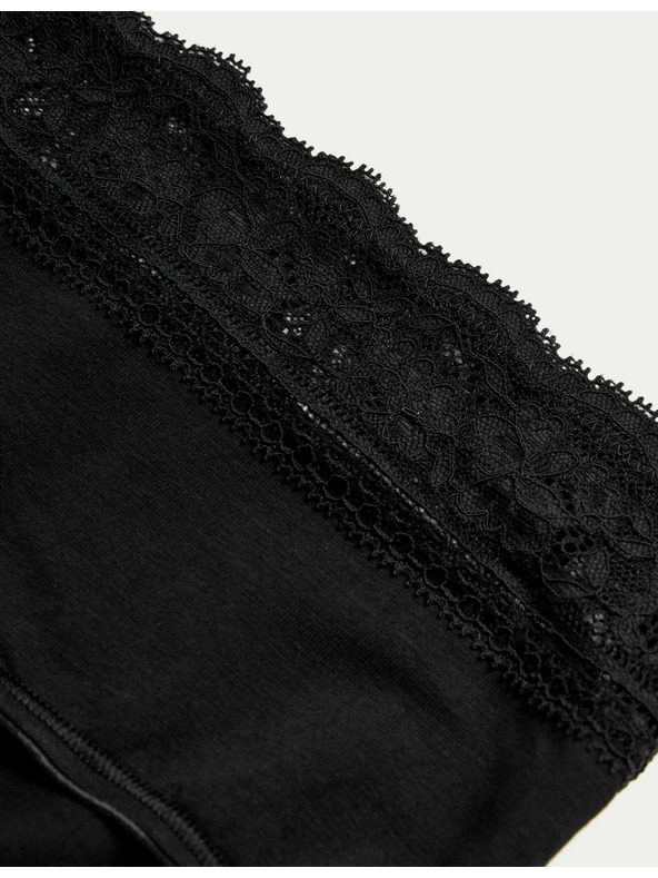 Marks & Spencer Čipkaste midi gaćice od pamuka s likrom, 5 kom u pakiranju Marks & Spencer crne