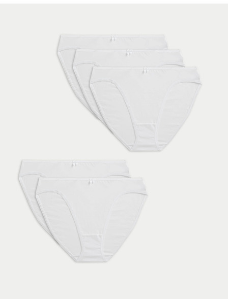 Marks & Spencer Marks & Spencer High Cut Cotton Lycra® 5 gaćica Bijele