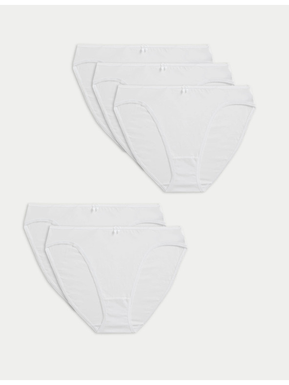 Marks & Spencer Marks & Spencer High Cut Cotton Lycra® 5 gaćica Bijele