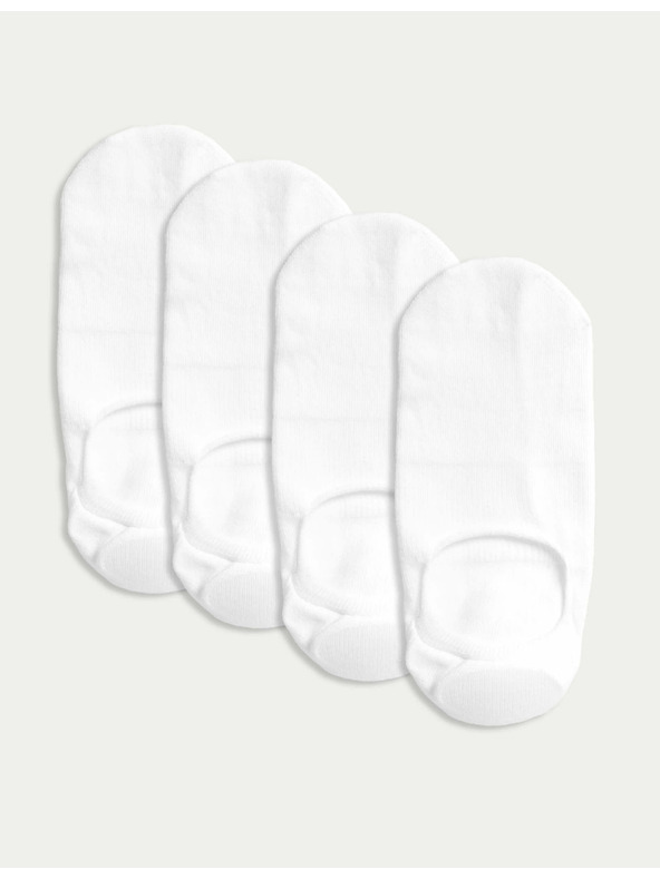 Marks & Spencer Pamučne niske čarape s podstavom za tenisice, set od 4 para Marks & Spencer bijele boje
