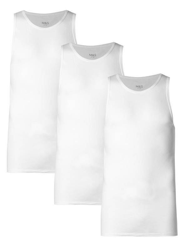 Marks & Spencer Set od tri bijele muške majice bez rukava marke Marks & Spencer