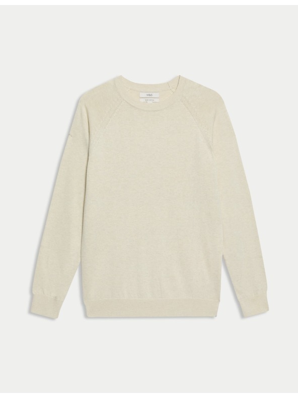 Marks & Spencer Krem pulover s okruglim izrezom od čistog pamuka Marks & Spencer