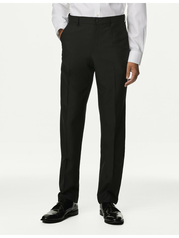 Marks & Spencer Glatke hlače za velike i visoke figure, regularnog kroja Marks & Spencer crne