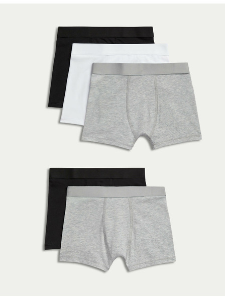 Marks & Spencer Jednobojne visoke pamučne gaćice Marks & Spencer (2-16 godina) 5 pakiranja sive