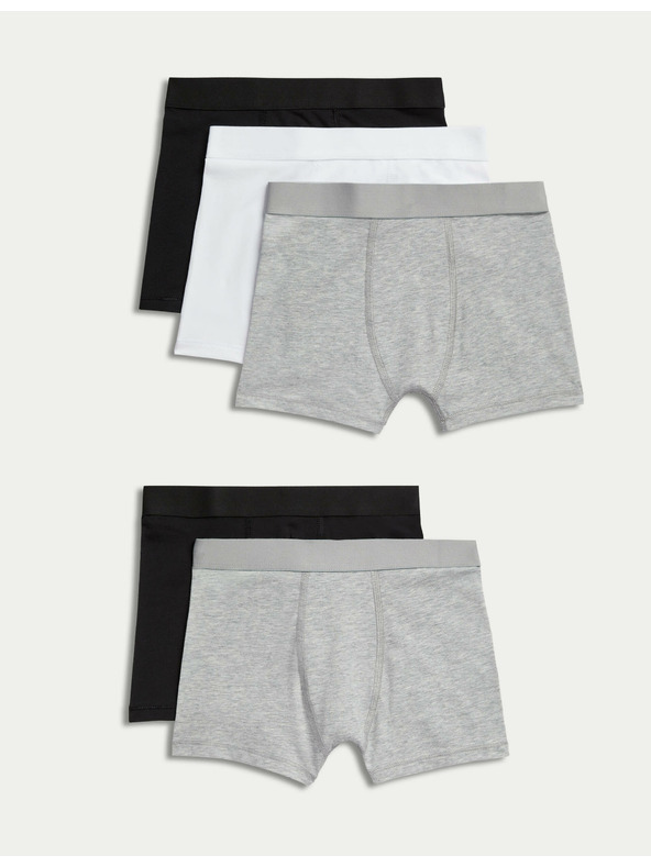 Marks & Spencer Jednobojne visoke pamučne gaćice Marks & Spencer (2-16 godina) 5 pakiranja sive